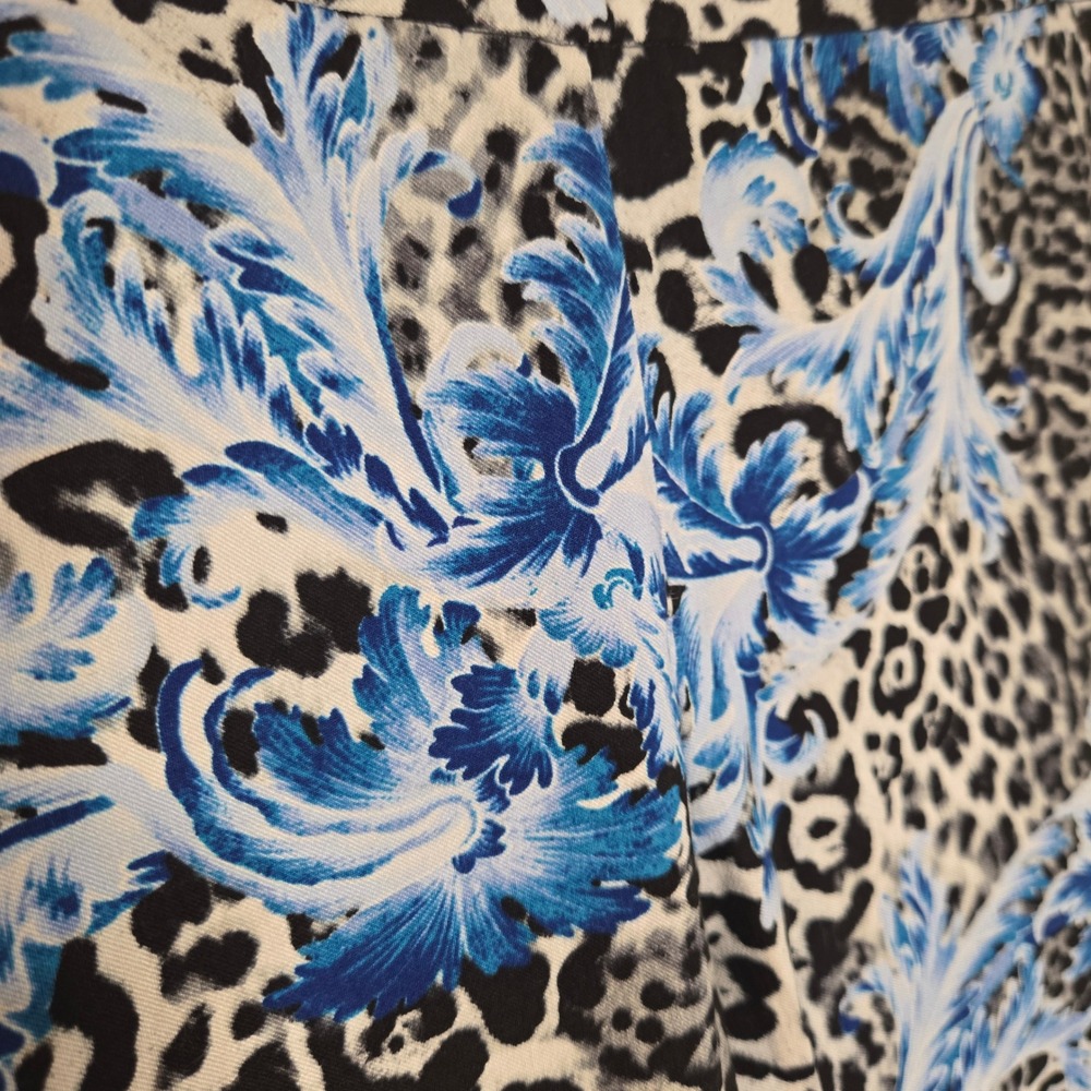 New York & Company Womens Small Blue Leopard Floral Baroque Ankle Pants Stretch - Picture 3 of 7